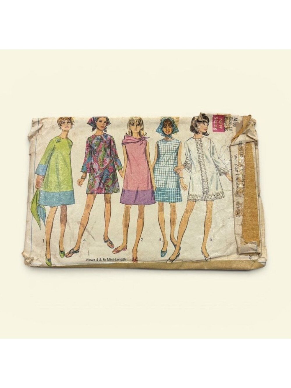 Vintage 1960s Dress Women’s Clothes Pattern 14/16 Simplicity Mini MIDI